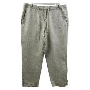 Marrakech Anthropologie Linen Pants Size 30 | Pinstripe Pull-On Wide Leg Trouser
